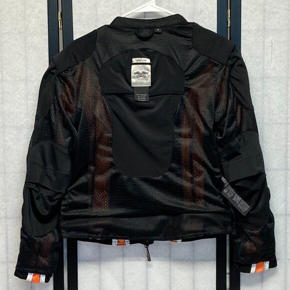 Harley Davidson Mesh Riding Jacket Black Orange Zip-Up S Genuine Motor Clothes - Picture 6 of 15